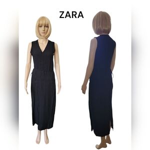 Zara The Marina Dress, Linen Maxi Dress, XS, Black, NWT